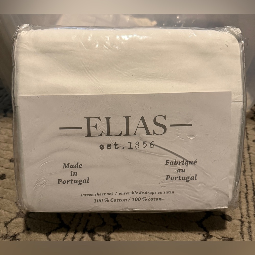 NIP Elias Made‎ In Portugal White 100% Cotton Sateen KING Sheet Set